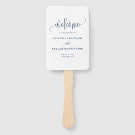 Blue Hübsch Calligraphy Script Wedding Program Fächer