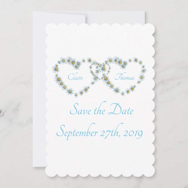 Blue Hübsch Country Heart Script Wedding Save The Date (Vorderseite)