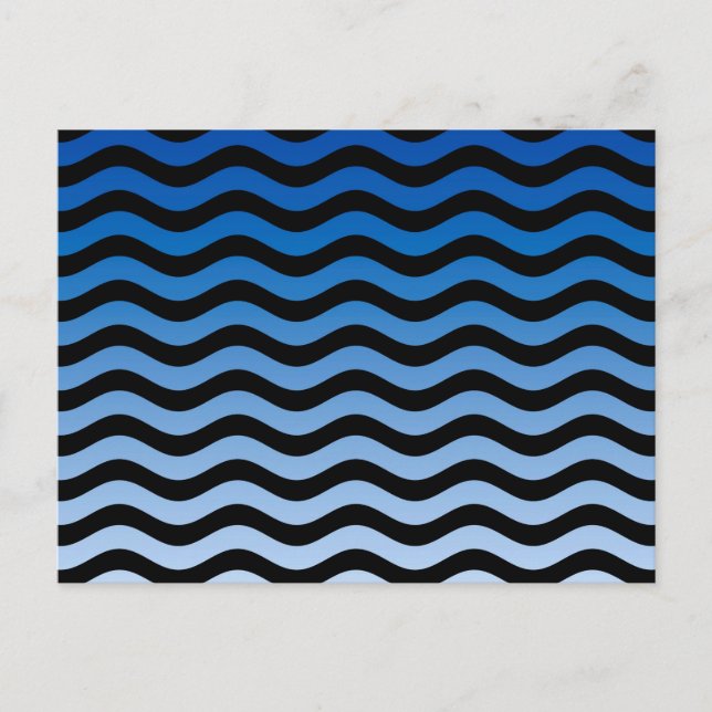 Blue Hues Wavy Stripes Decor Postkarte (Vorderseite)