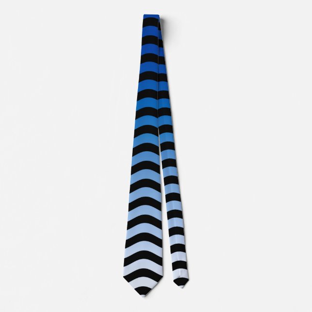 Blue Hues Wavy Stripes Krawatte (Vorderseite)