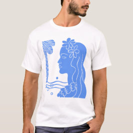 Blue Hula Girl Head T - Shirt