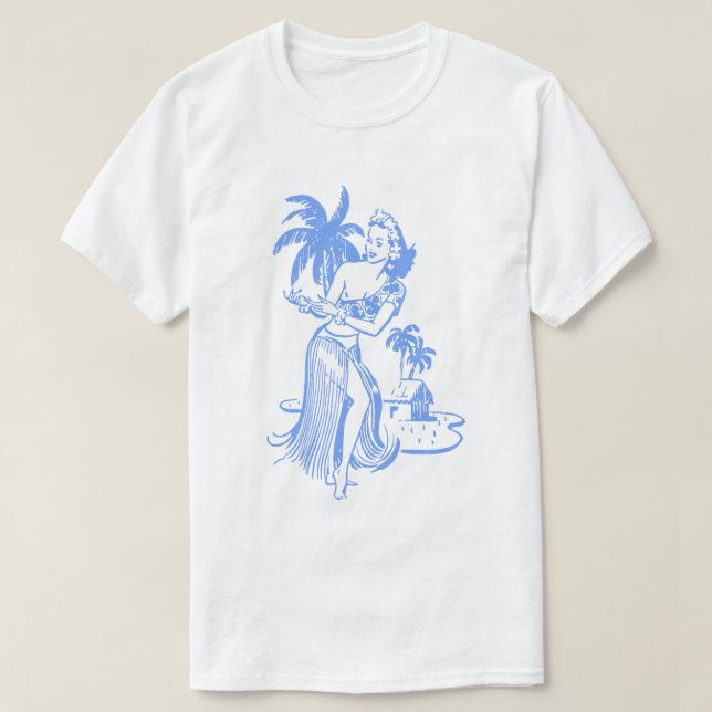 Blue Hula Girl T - Shirt (Design vorne)