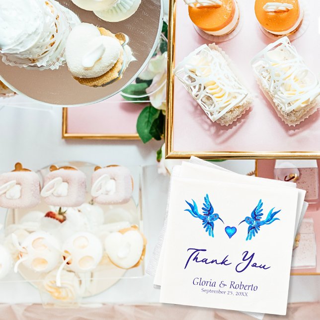 Blue Hummingbird Boho Mexican Wedpaper Napkin Serviette (Von Creator hochgeladen)