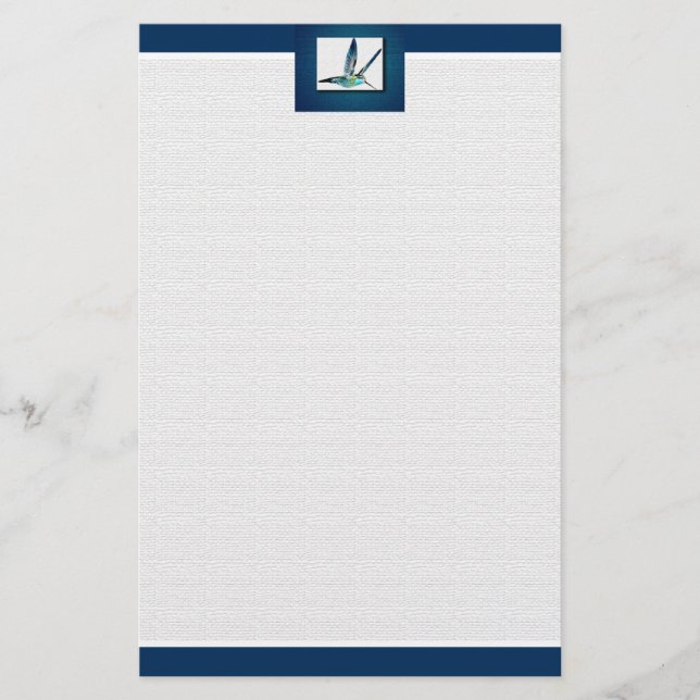Blue Hummingbird Elegant Briefpapier (Vorderseite)