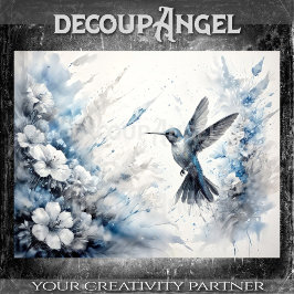 Blue Hummingbird in Flight Decoupage Seidenpapier