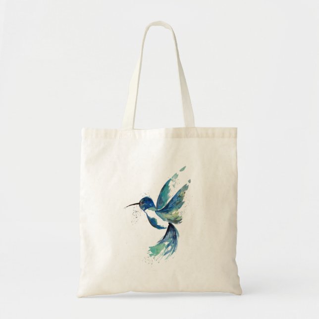 Blue Hummingbird Watercolor Tragetasche (Vorne)