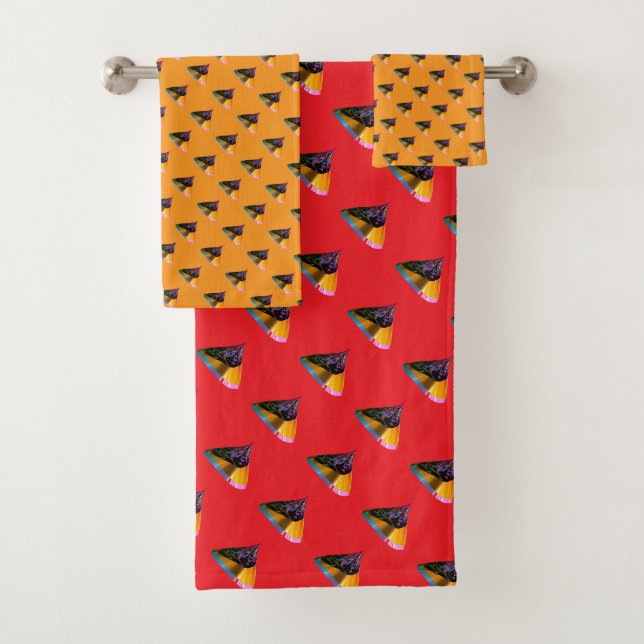 Blue Hund Kisses Red + Orange Badhandtuch Set (Insitu)