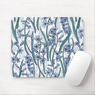 Blue Hyacinth Blume auf weiß Mousepad