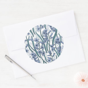 Blue Hyacinth Blume auf weiß Runder Aufkleber