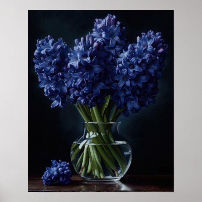 Blue Hyacinth Flowers Art Imprimer Poster (Devant)