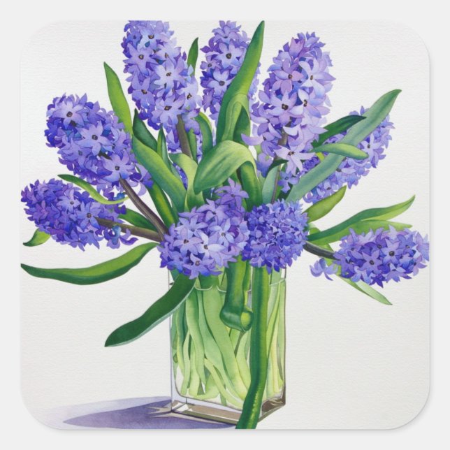 Blue Hyacinths Quadratischer Aufkleber (Vorderseite)