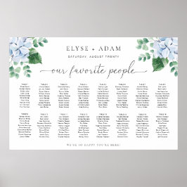 Blue Hydrangea 16 Tabelle Seating Chart Poster