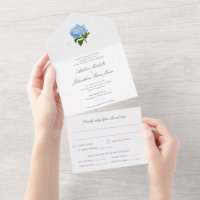 Blue Hydrangea All in One Wedding Einladung