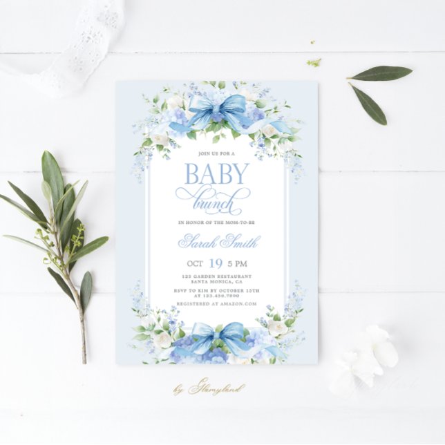 Blue Hydrangea Baby Brunch Einladung (Von Creator hochgeladen)