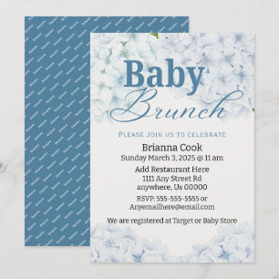 Blue Hydrangea Baby Dusche/Baby Brunch Einladungen