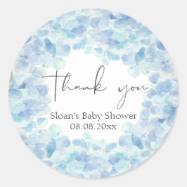 Blue Hydrangea Baby Dusche Danke Sticker