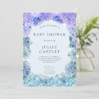 Blue Hydrangea Baby Dusche Einladung
