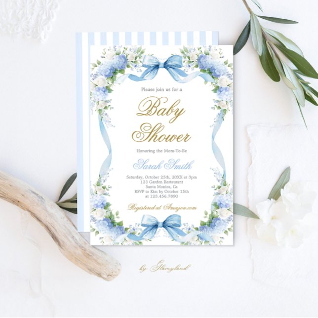 Blue Hydrangea Baby Dusche Einladung (Von Creator hochgeladen)