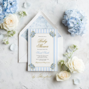 Blue Hydrangea Baby Dusche Einladung