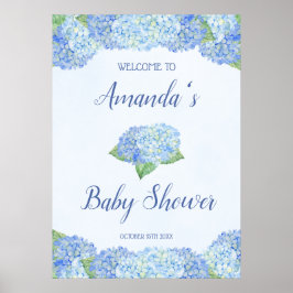 Blue Hydrangea Baby Dusche Personalisiert Poster