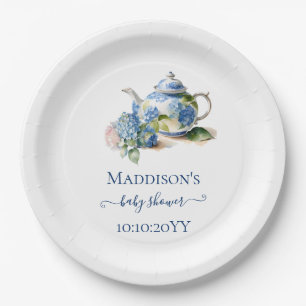 Blue Hydrangea Baby Dusche Tee Party Pappteller