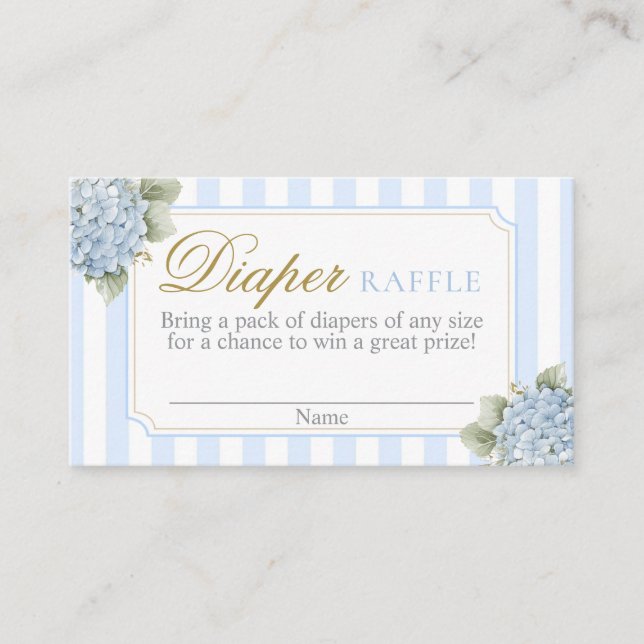 Blue Hydrangea Baby Duschkabine Windelwaschkarte Begleitkarte (Vorderseite)