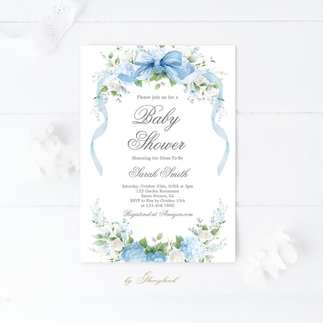 Blue Hydrangea Baby Shower Boy Invitation Einladung (Von Creator hochgeladen)