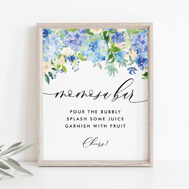 Blue Hydrangea Baby Shower Mimosa Mama-osa Bar Poster (Von Creator hochgeladen)