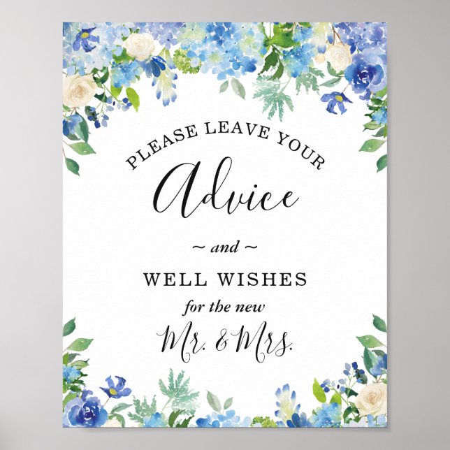 Blue Hydrangea Beratung und Brunnen wünscht Zeiche Poster (Vorne)