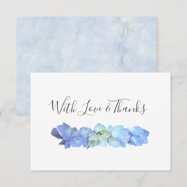 Blue Hydrangea Blank Floral Merci Cartes (Devant / Derrière)