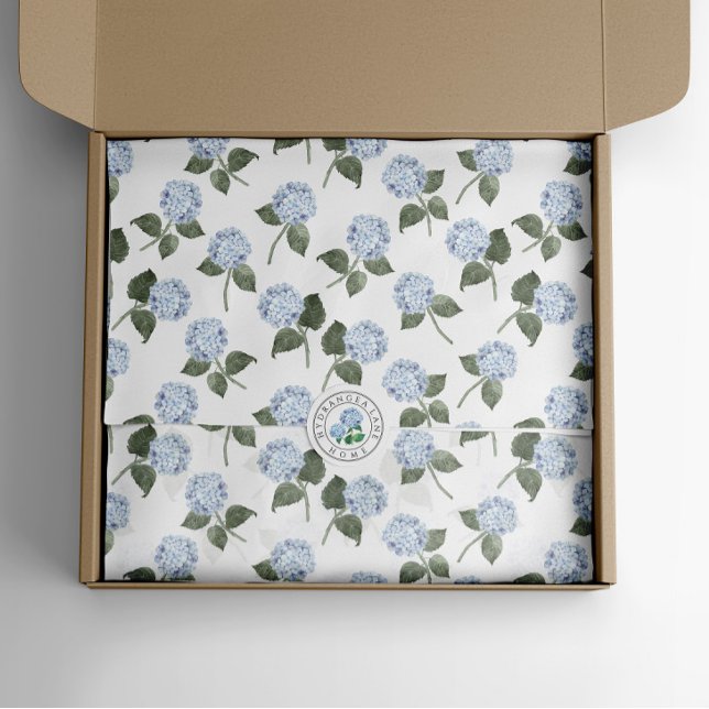 Blue Hydrangea Bloom Floral Seidenpapier (Hydrangea bloom blue tissue paper)