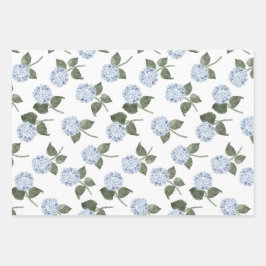 Blue Hydrangea Bloom Floral Set Geschenkpapier Set