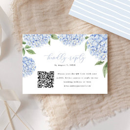 Blue Hydrangea Bloom QR Code Kalligraphie Antwort