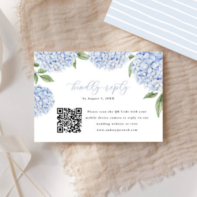 Blue Hydrangea Bloom QR Code Kalligraphie Antwort (Von Creator hochgeladen)