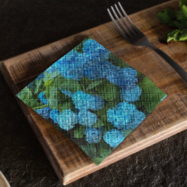 Blue Hydrangea Blooms Floral Serviette