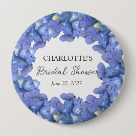 Blue Hydrangea Blooms Personalisiertes Brautparty Button