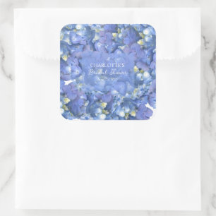 Blue Hydrangea Blooms Personalisiertes Brautparty Quadratischer Aufkleber