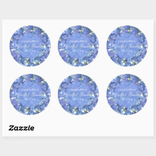 Blue Hydrangea Blooms Personalisiertes Brautparty Runder Aufkleber