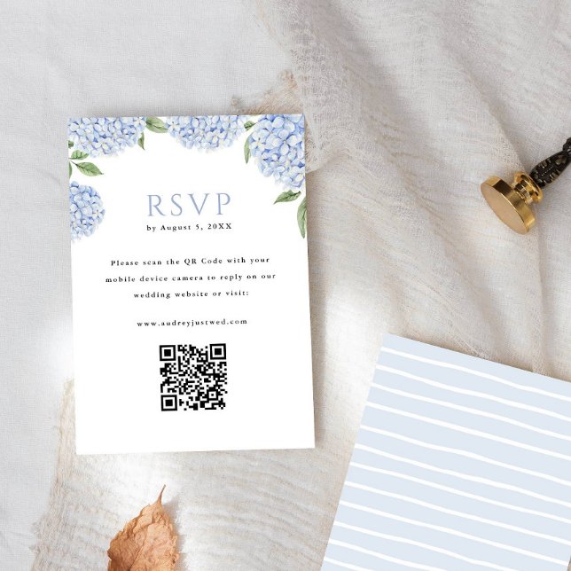 Blue Hydrangea Blooms QR Code Réponse Verticale (Créateur téléchargé)