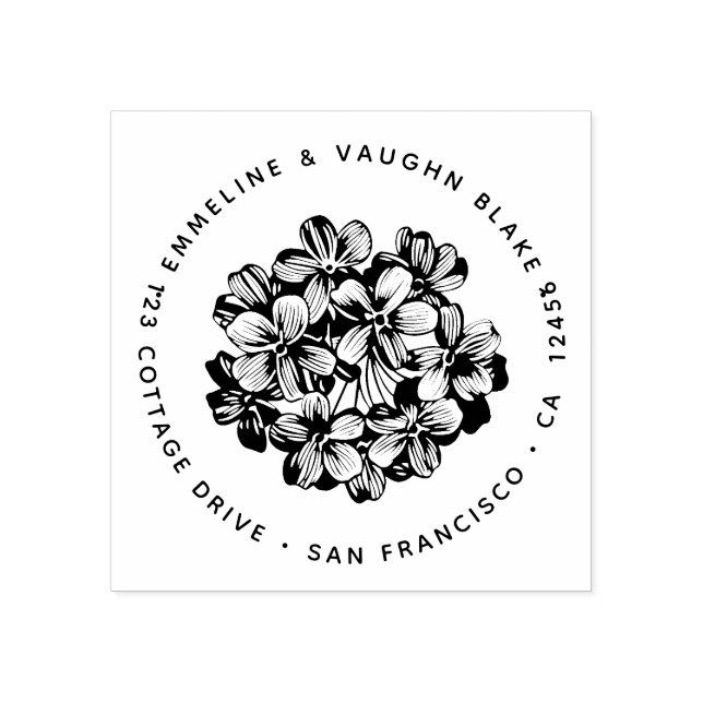 Blue Hydrangea Blossom Rücksendeadresse Botanical Gummistempel (Prägung)