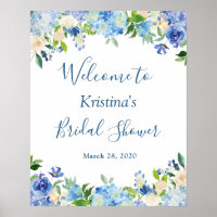 Blue Hydrangea Blues Chic Brautparty Sign