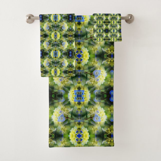Blue Hydrangea Blume Abstrakt Badhandtuch Set (Insitu)
