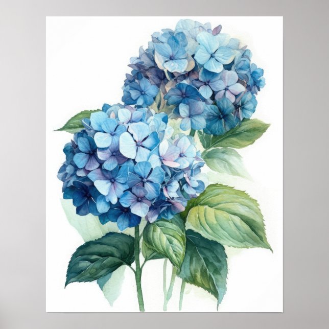 Blue Hydrangea Blume Art Print Poster (Vorne)