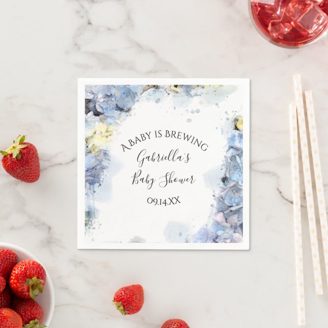 Blue Hydrangea Blume Baby Brauen Dusche Serviette (Beispiel)