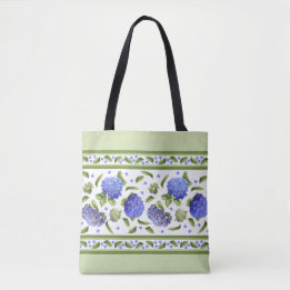 Blue Hydrangea Blume Botanische Kunst Design Tasche