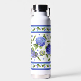 Blue Hydrangea Blume Botanische Kunstgestaltung Trinkflasche