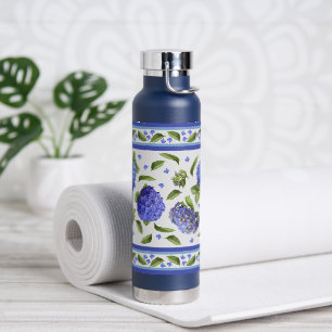 Blue Hydrangea Blume Botanisches Design Trinkflasche