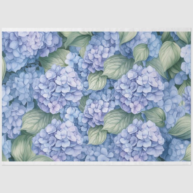 Blue Hydrangea-Blume Cotattcore-Dekoupage Seidenpapier (Vorderseite)