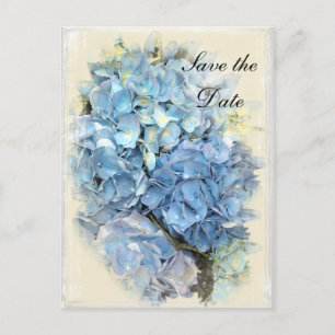 Blue Hydrangea-Blume Hochzeit Sichern Sie das Datu Ankündigungspostkarte