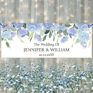 Blue Hydrangea Blume Hochzeitsfeier Banner